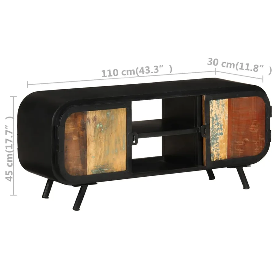 Meuble TV 110x30x45 cm Bois de récupération massif - 10