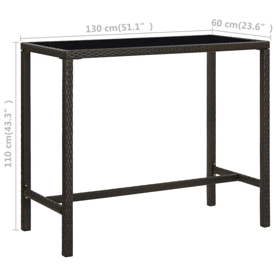 Ensemble de bar de jardin 7 pcs Résine tressée Marron - 11