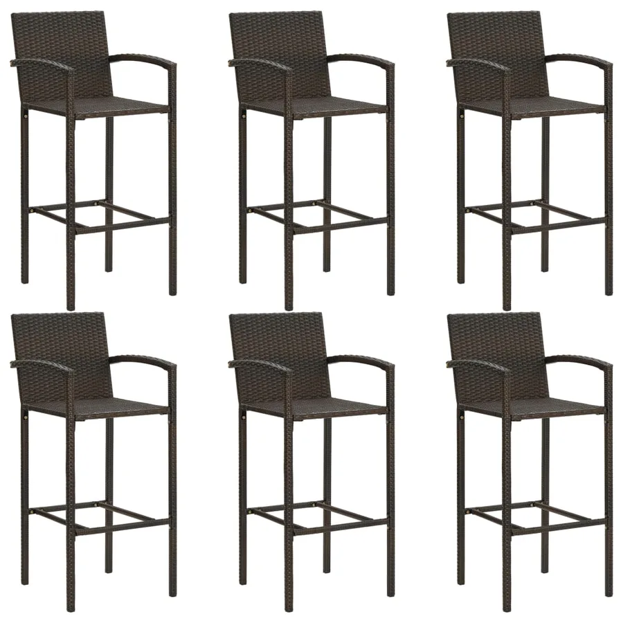 Ensemble de bar de jardin 7 pcs Résine tressée Marron - 6