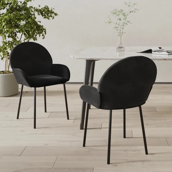 Chaises à manger lot de 2 Noir Velours