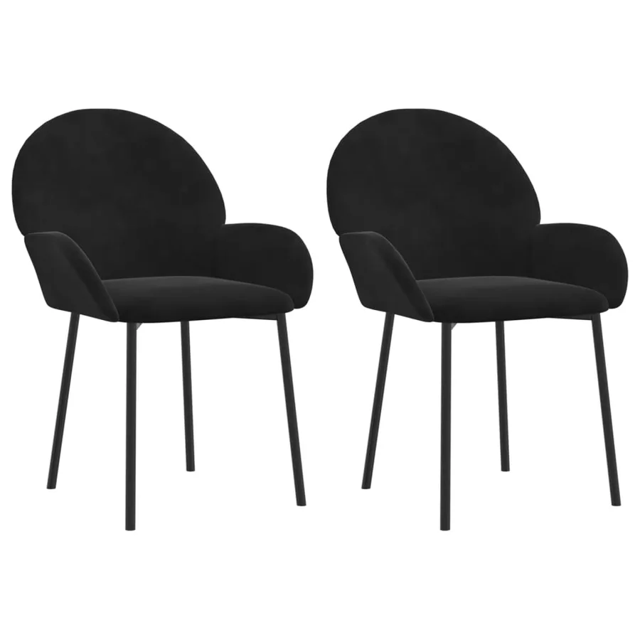 Chaises à manger lot de 2 Noir Velours - 2