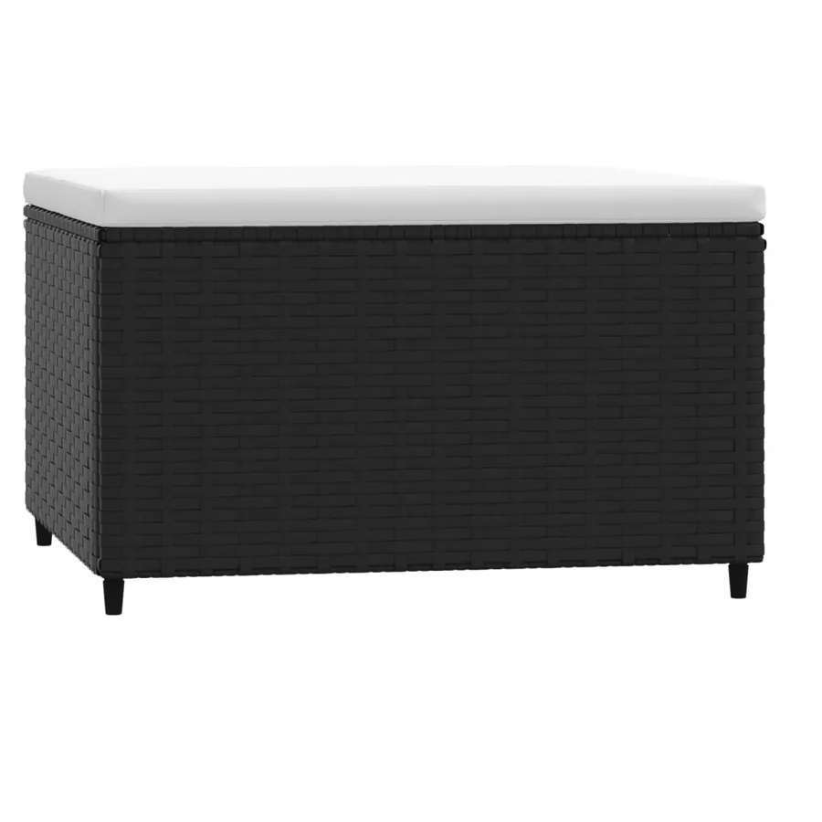 Repose-pieds de jardin et coussins lot de 2 noir résine tressée - 6
