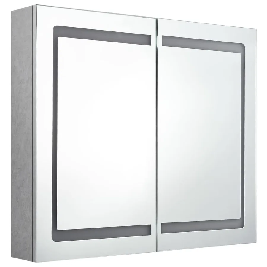 Armoire de salle de bain à miroir LED Gris béton 80x12x68 cm - 3