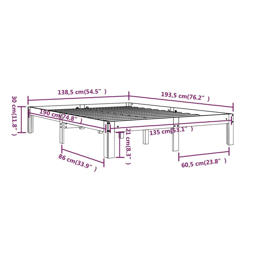 Cadre de lit sans matelas blanc 135x190 cm - 8