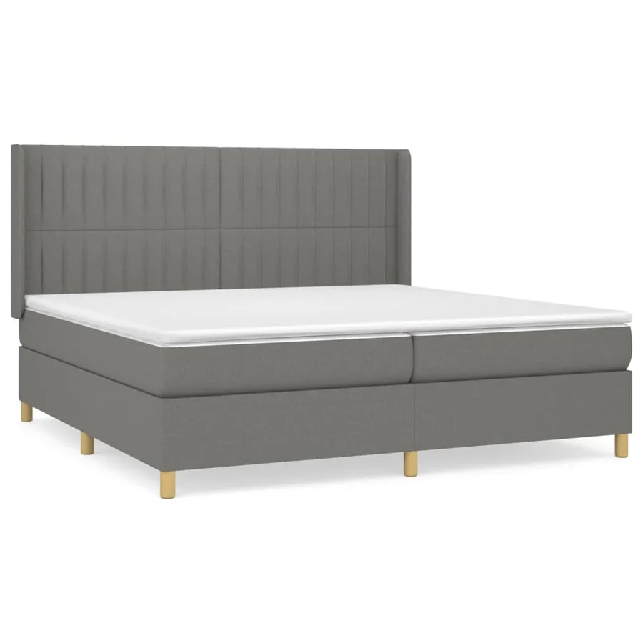 Sommier à lattes de lit avec matelas Gris foncé 200x200cm Tissu - 2
