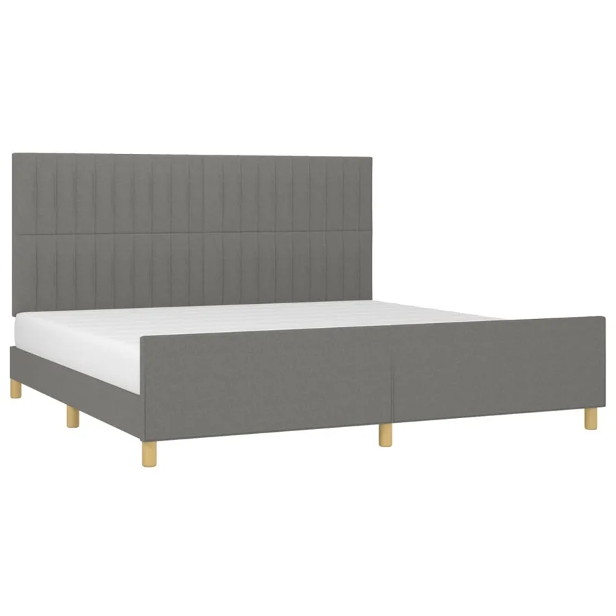 Cadre de lit sans matelas gris foncé 200x200 cm tissu - 3