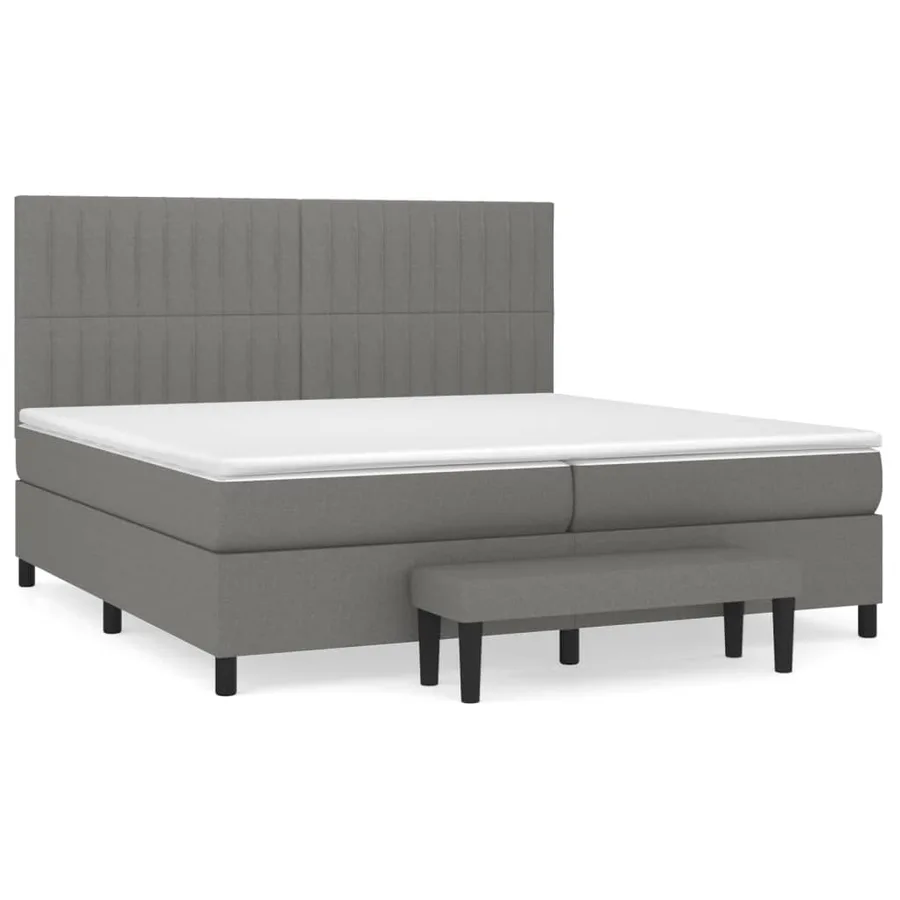 Sommier à lattes de lit avec matelas Gris foncé 200x200cm Tissu - 2