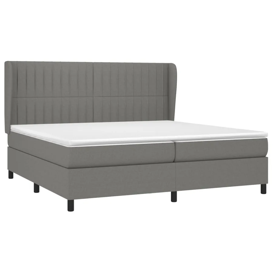 Sommier à lattes de lit avec matelas Gris foncé 200x200cm Tissu - 3