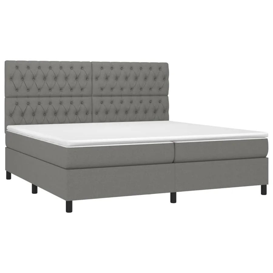 Sommier à lattes de lit et matelas et LED Gris foncé 200x200 cm - 3