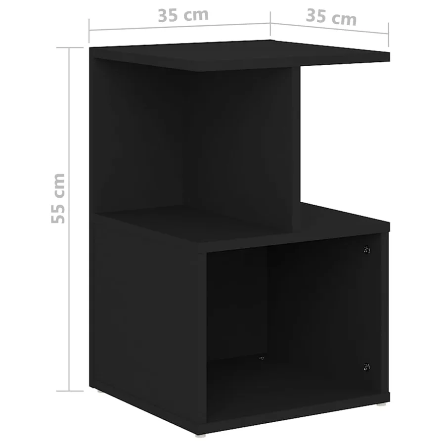 Table de chevet noir 35x35x55 cm bois ingénierie - 6