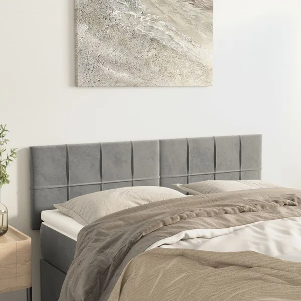 Têtes de lit Gris clair 144x5x78/88 cm Velours