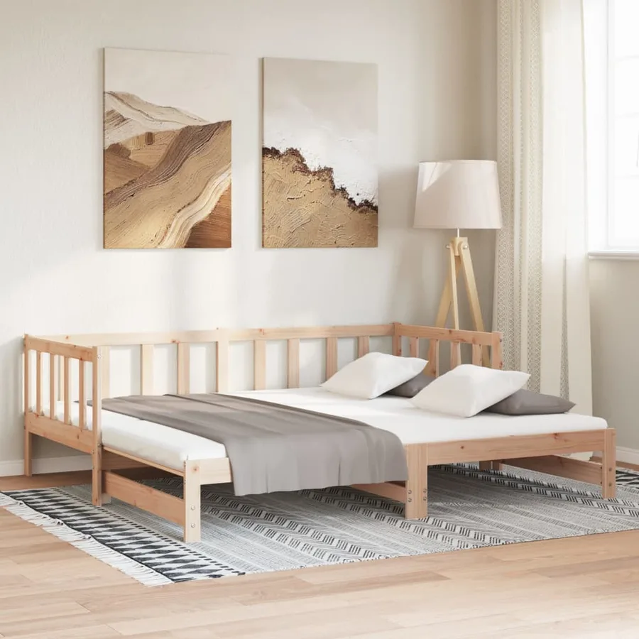 Lit coulissant 2x(80x200) cm Bois de pin massif - 4