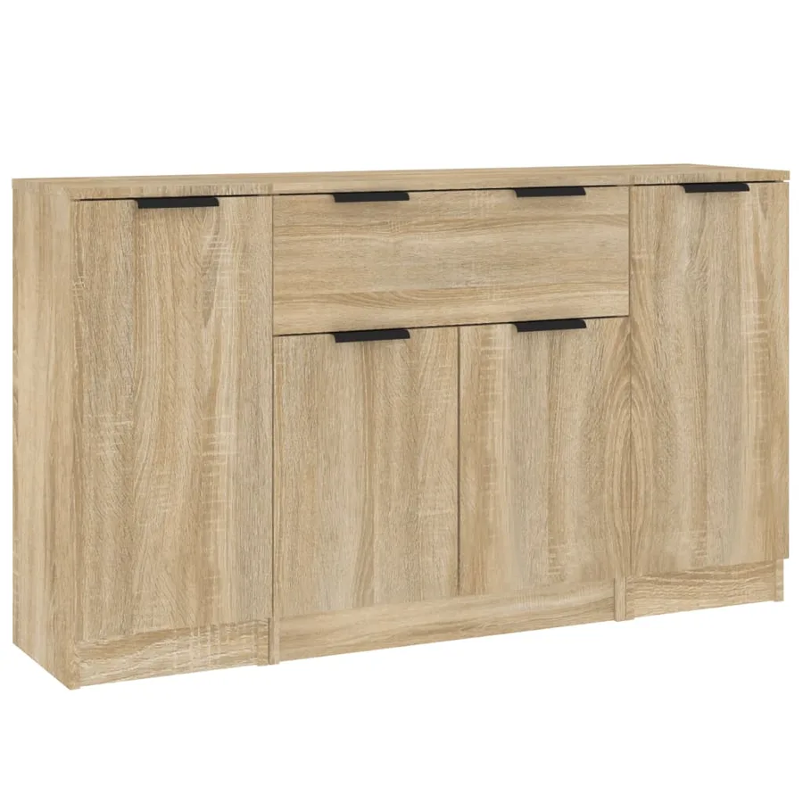 Buffets 3 pcs Chêne sonoma Bois d'ingénierie - 2