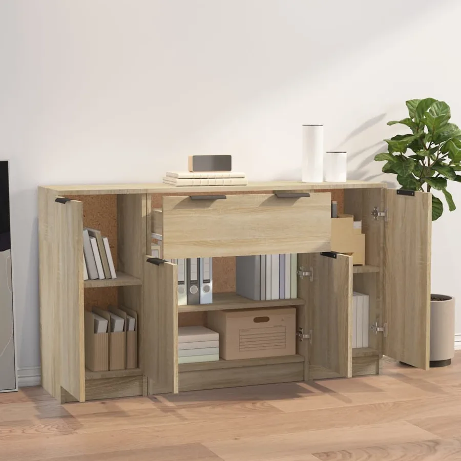 Buffets 3 pcs Chêne sonoma Bois d'ingénierie - 3