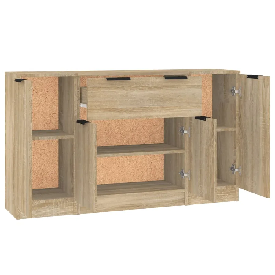 Buffets 3 pcs Chêne sonoma Bois d'ingénierie - 6