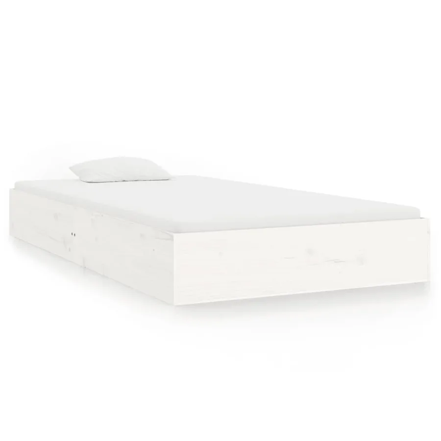 Cadre de lit sans matelas blanc bois massif 90x200 cm - 2