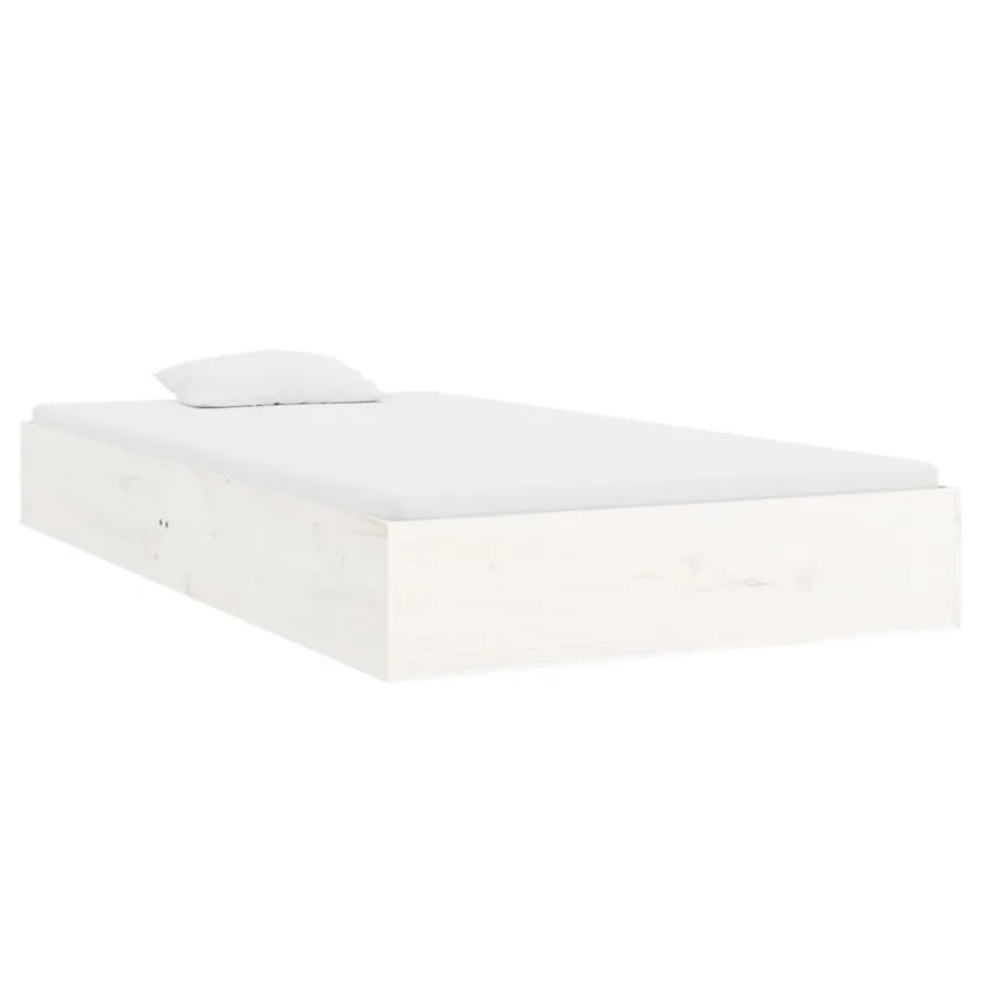 Cadre de lit sans matelas blanc bois massif 90x200 cm - 4