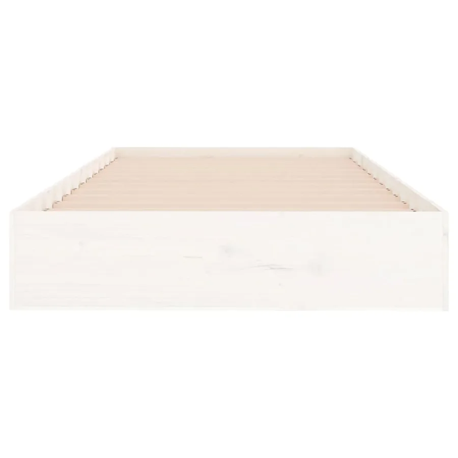 Cadre de lit sans matelas blanc bois massif 90x200 cm - 5