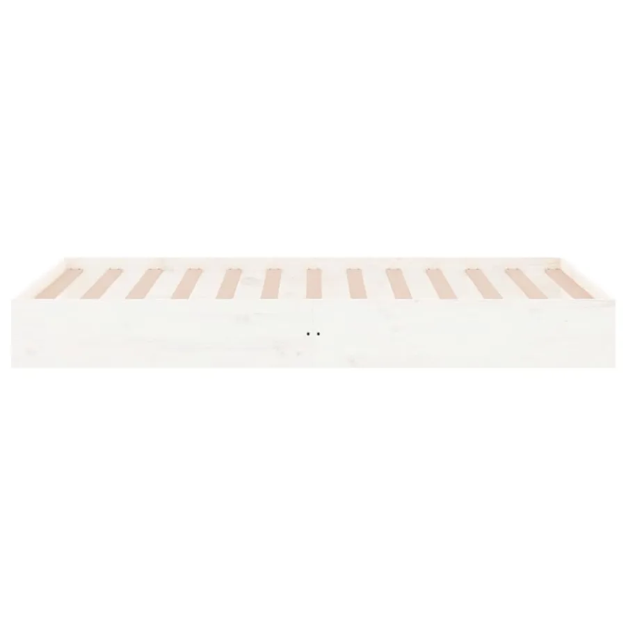 Cadre de lit sans matelas blanc bois massif 90x200 cm - 6