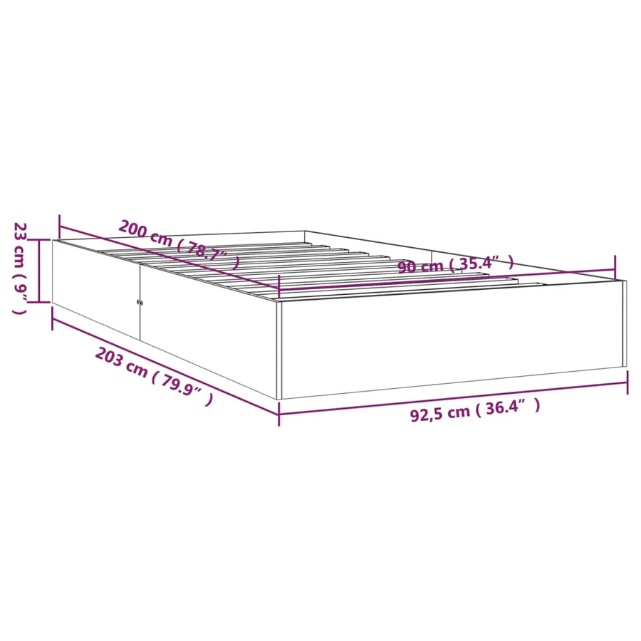Cadre de lit sans matelas blanc bois massif 90x200 cm - 9