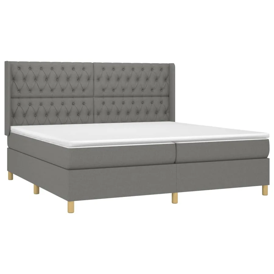 Sommier à lattes de lit matelas LED Gris foncé 200x200 cm Tissu - 4