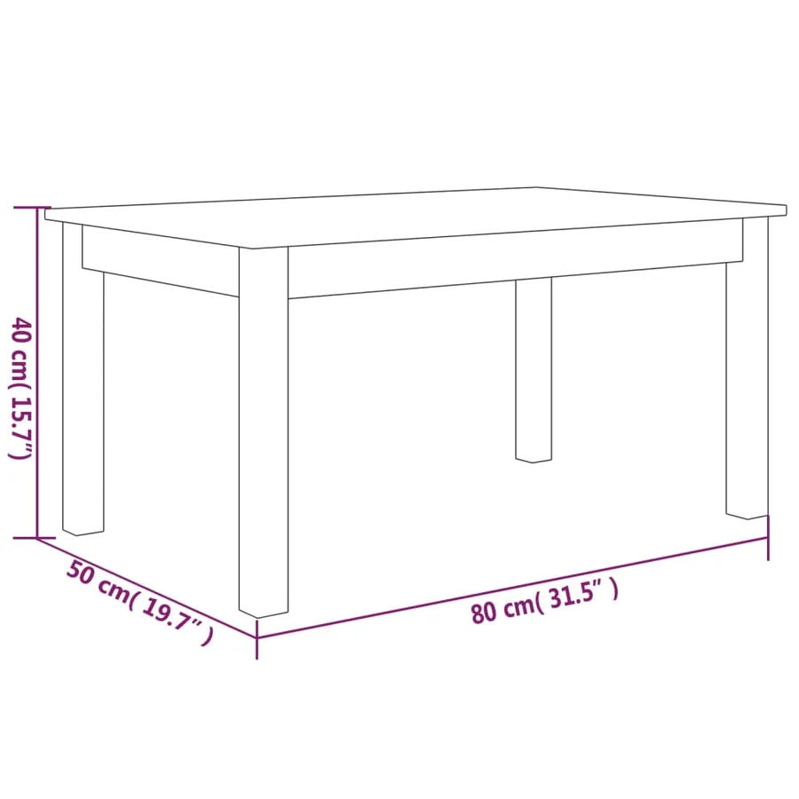 Table basse 80x50x40 cm Bois massif de pin - 8
