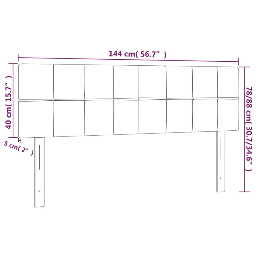 Tête de lit à LED Gris clair 144x5x78/88 cm Velours - 6