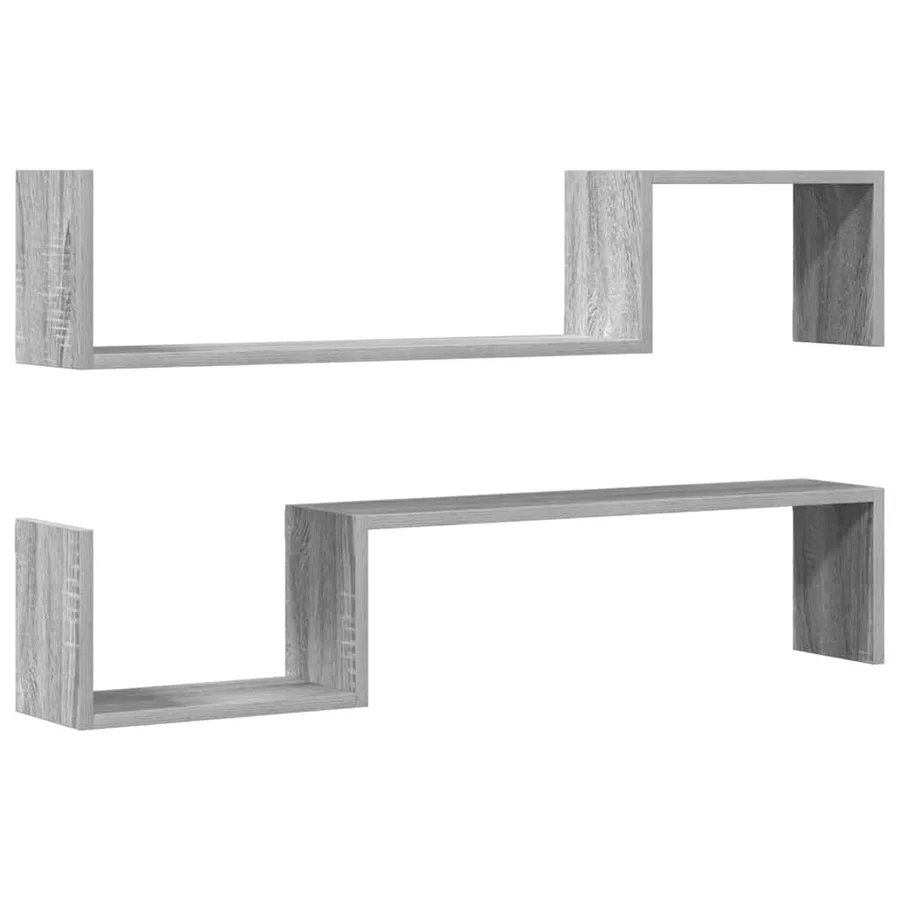 Étagères murales 2pcs Sonoma gris 100x15x20cm Bois d’ingénierie - 2