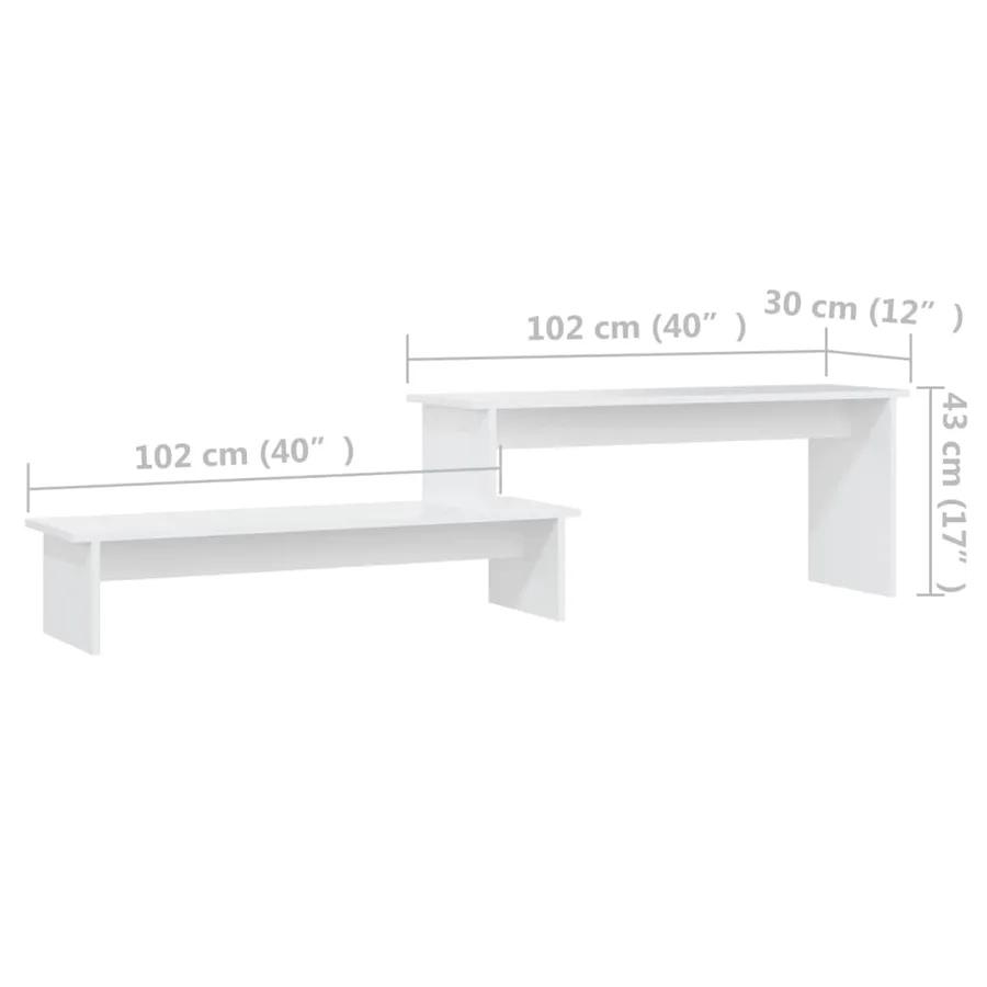 Meuble TV Blanc 180x30x43 cm Aggloméré - 7