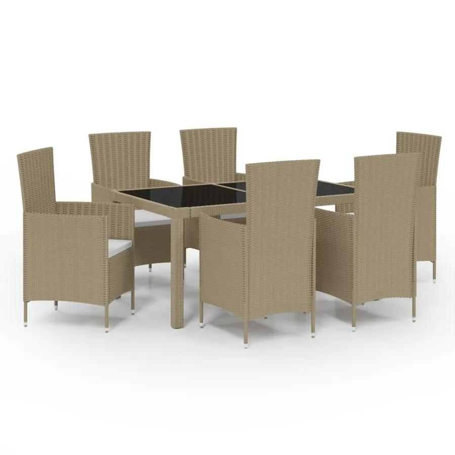 Ensemble à manger d'extérieur 7 pcs coussins Résine tressée - 2