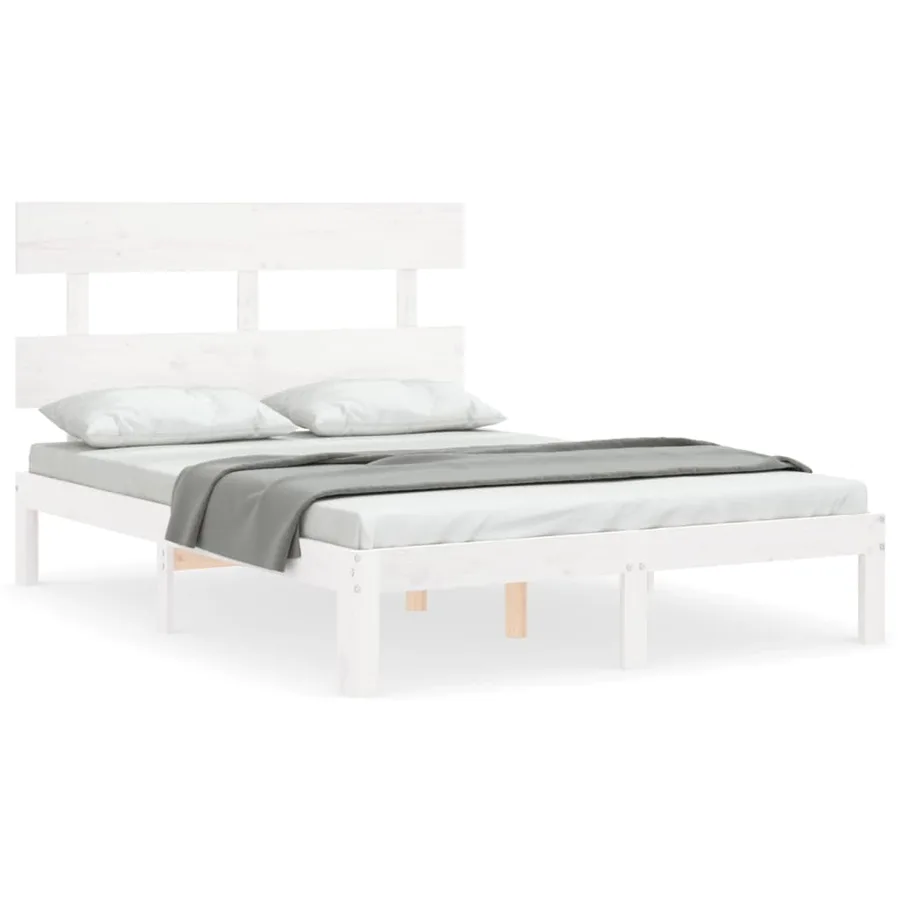 Cadre de lit sans matelas blanc 120x200 cm bois de pin massif - 2
