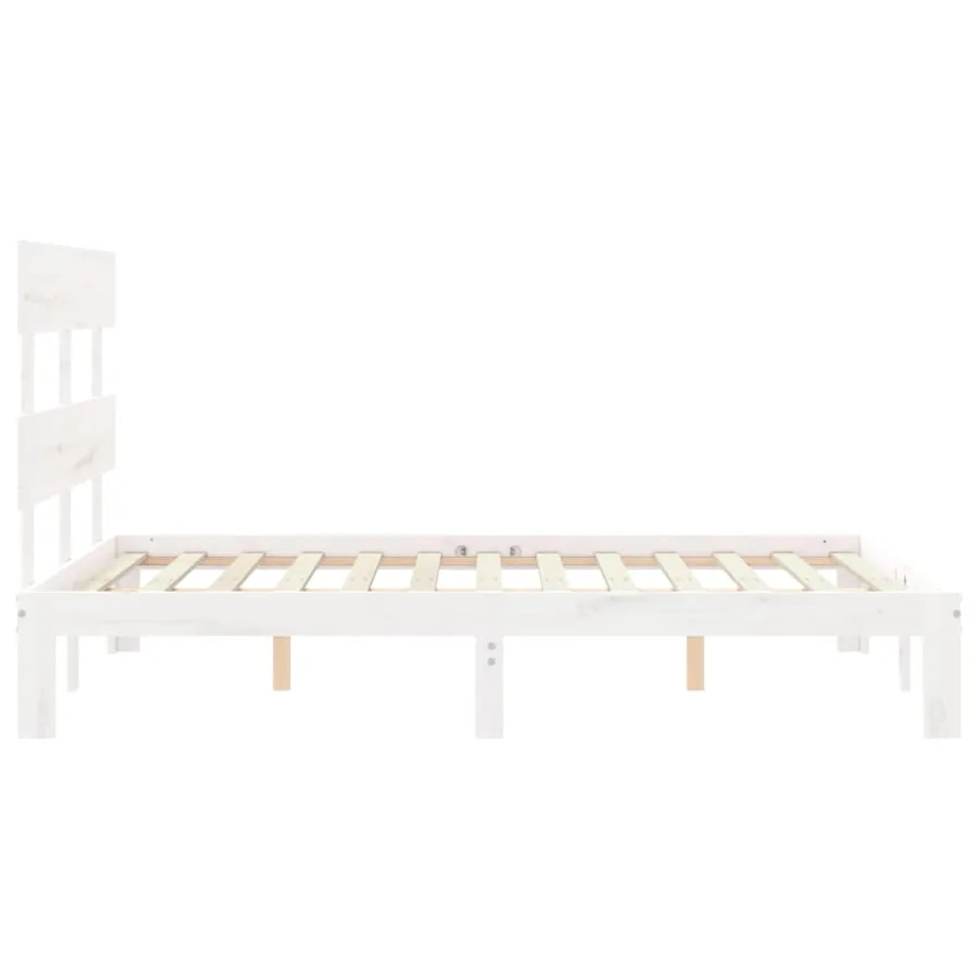 Cadre de lit sans matelas blanc 120x200 cm bois de pin massif - 7