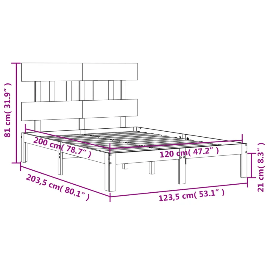 Cadre de lit sans matelas blanc 120x200 cm bois de pin massif - 12