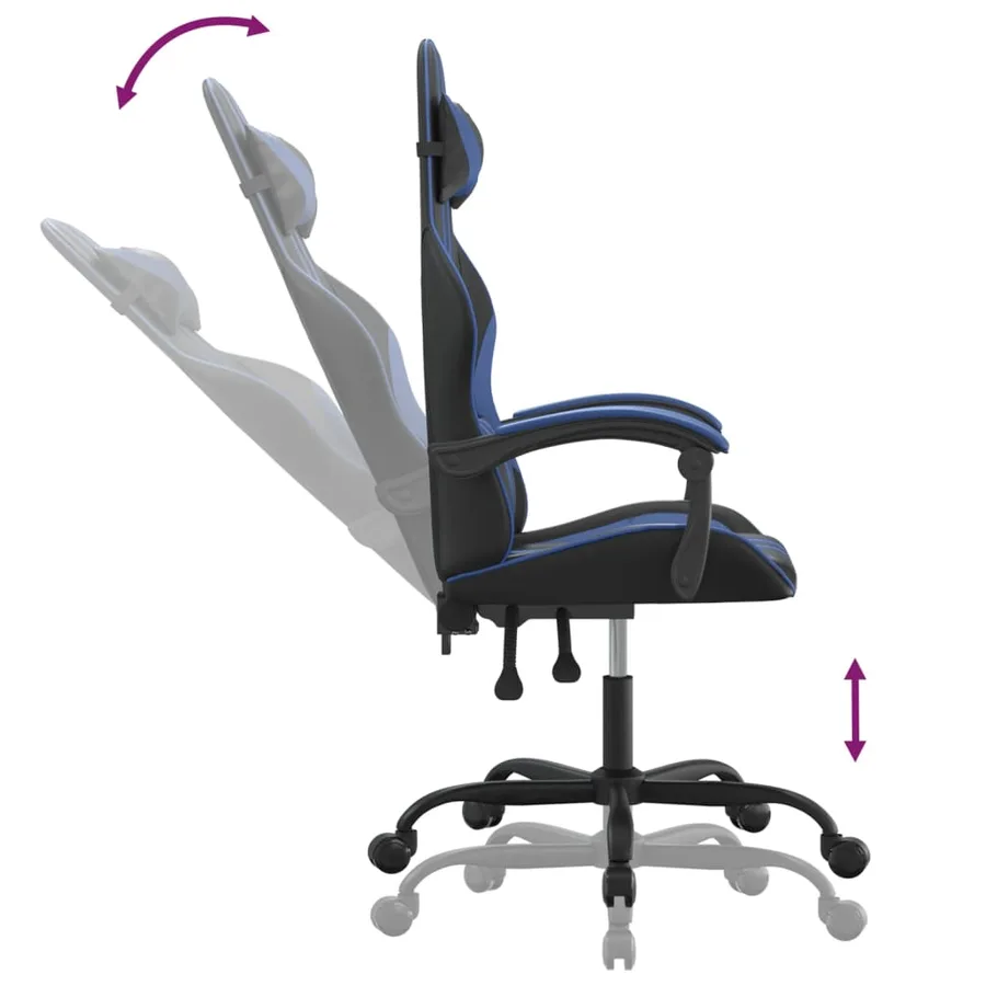 Chaise de jeu pivotante Noir et bleu Similicuir - 10