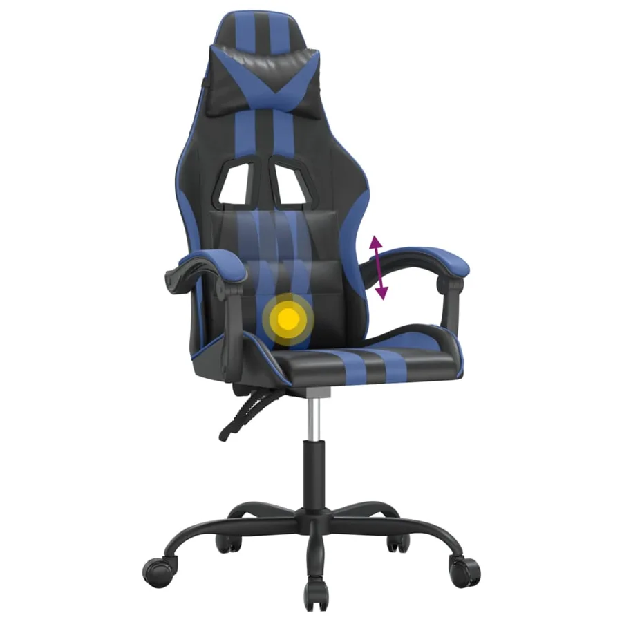Chaise de jeu pivotante Noir et bleu Similicuir - 11