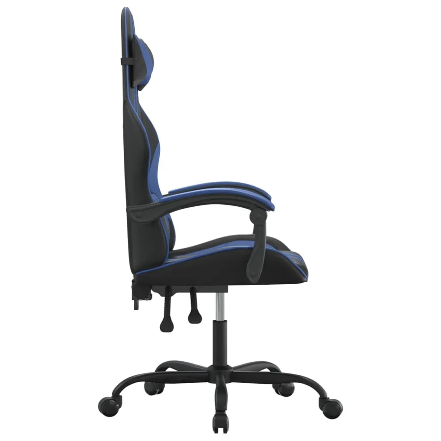 Chaise de jeu pivotante Noir et bleu Similicuir - 4
