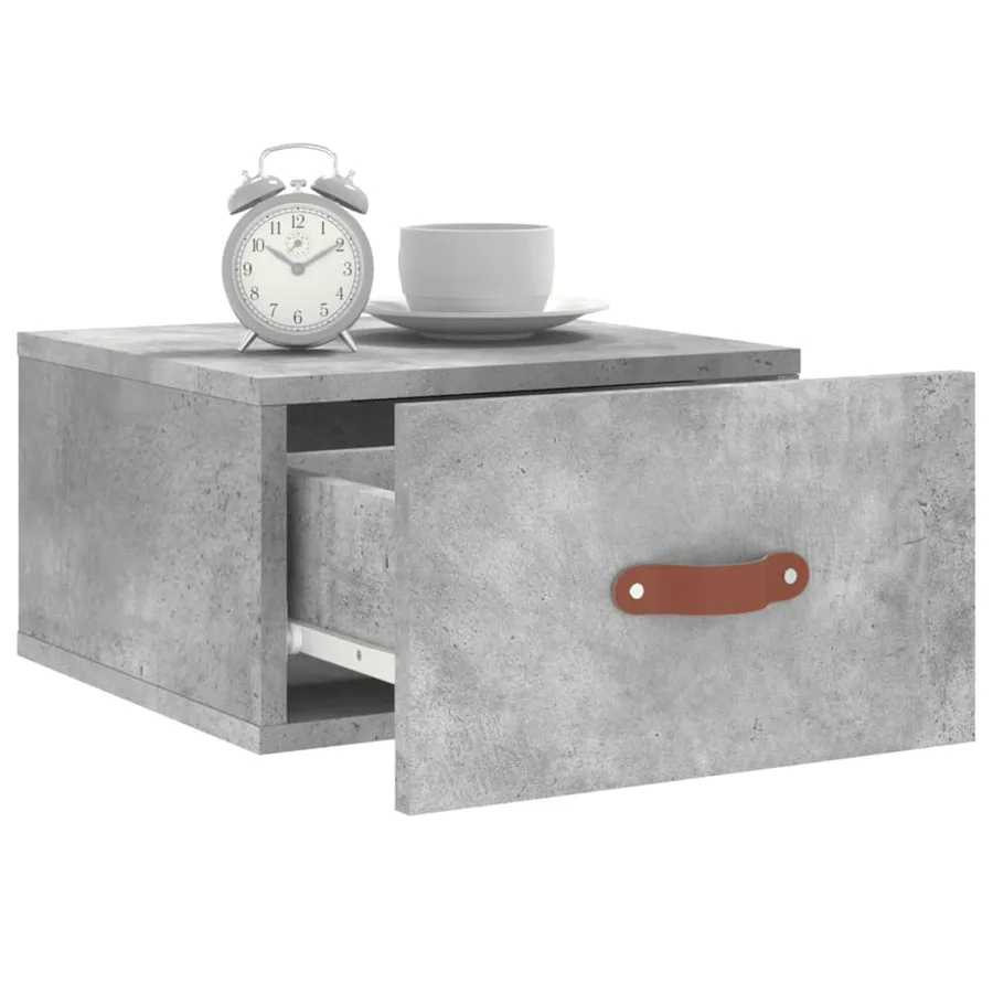 Table de chevet murale gris béton 35x35x20 cm - 10