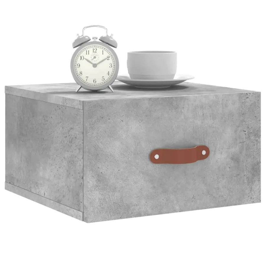 Table de chevet murale gris béton 35x35x20 cm - 9