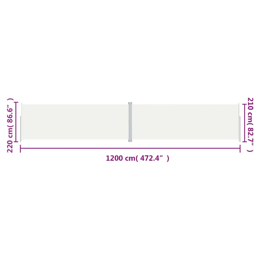 Auvent latéral rétractable Crème 220x1200 cm - 8