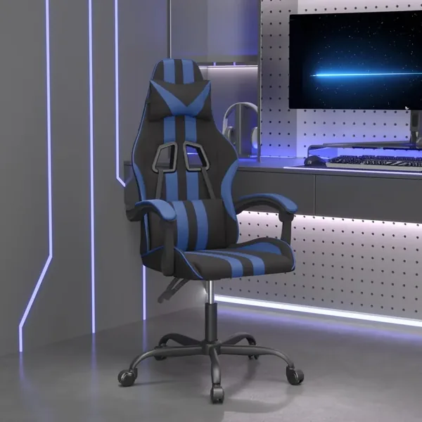 Chaise de jeu Noir et bleu Similicuir