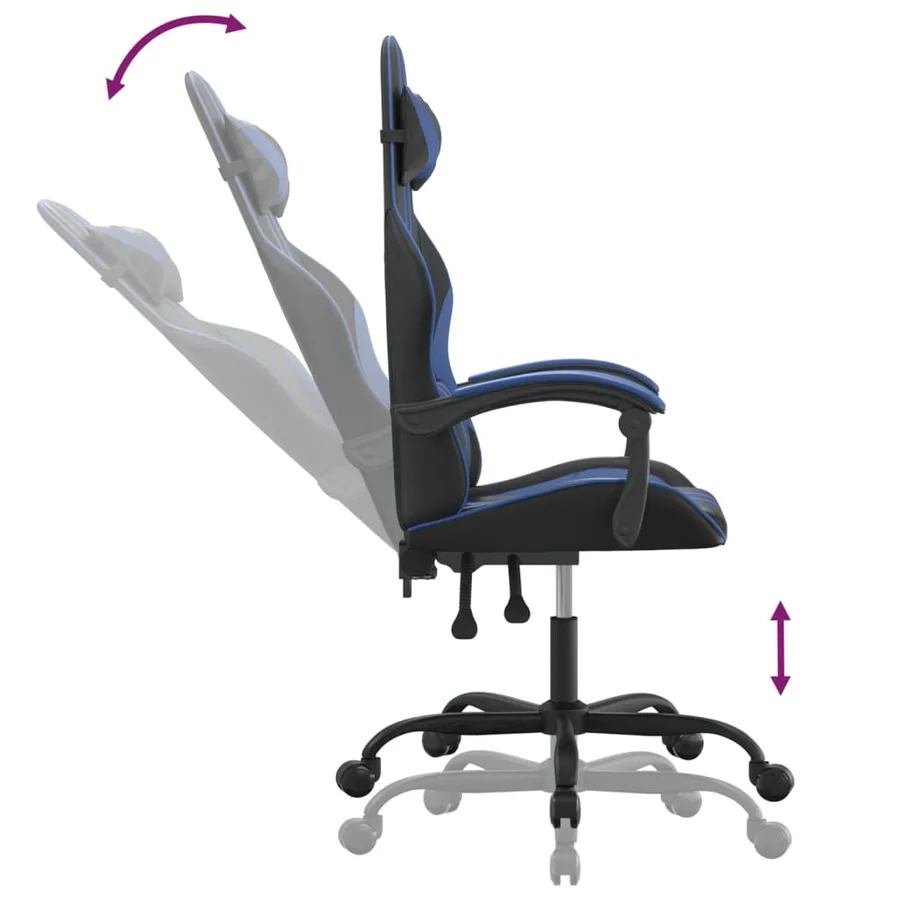 Chaise de jeu Noir et bleu Similicuir - 6