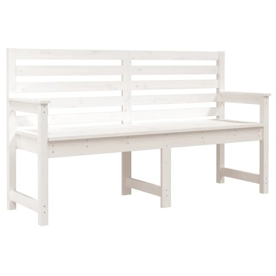 Banc de jardin blanc 159,5x48x91,5 cm bois massif de pin - 2