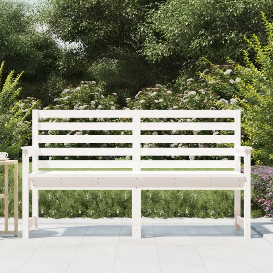 Banc de jardin blanc 159,5x48x91,5 cm bois massif de pin - 3