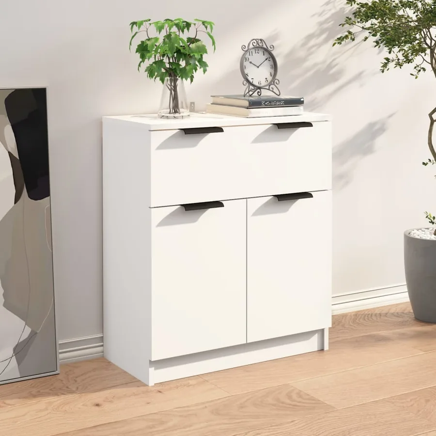 Buffet Blanc 60x30x70 cm Bois d'ingénierie - 3