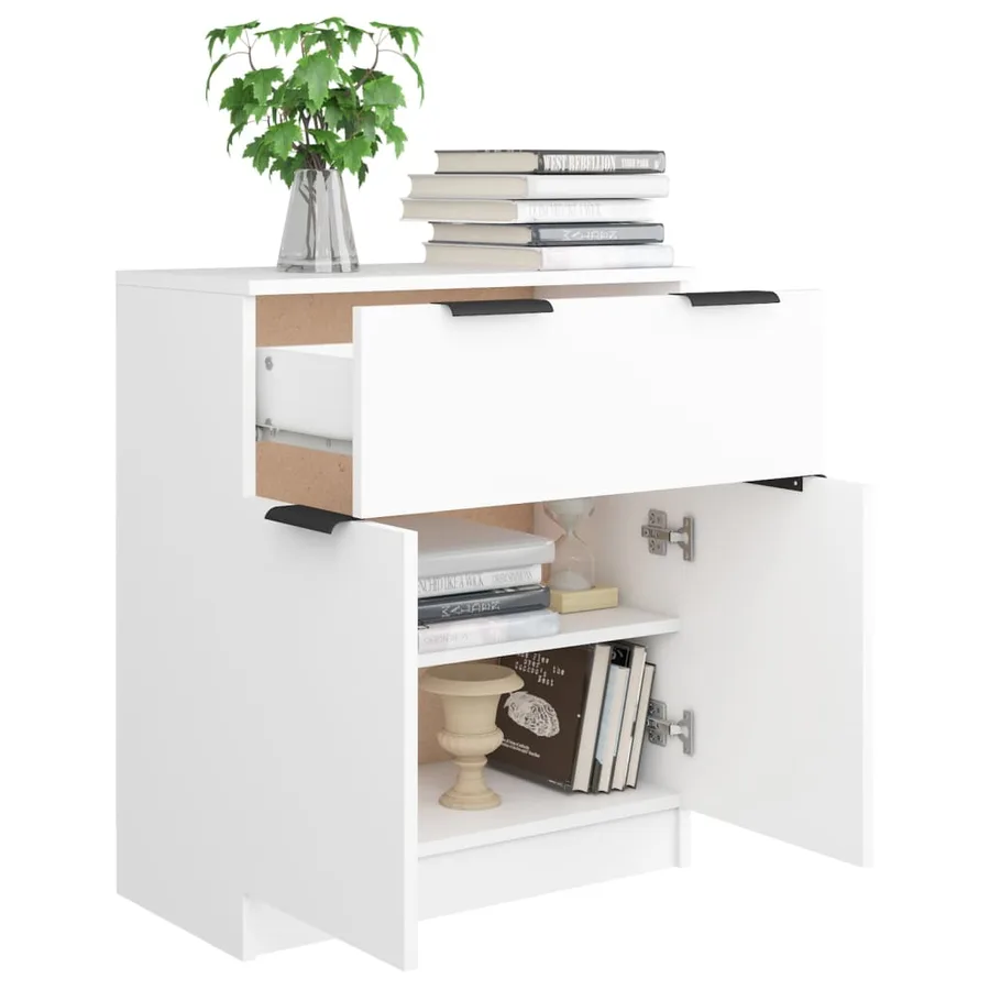 Buffet Blanc 60x30x70 cm Bois d'ingénierie - 4