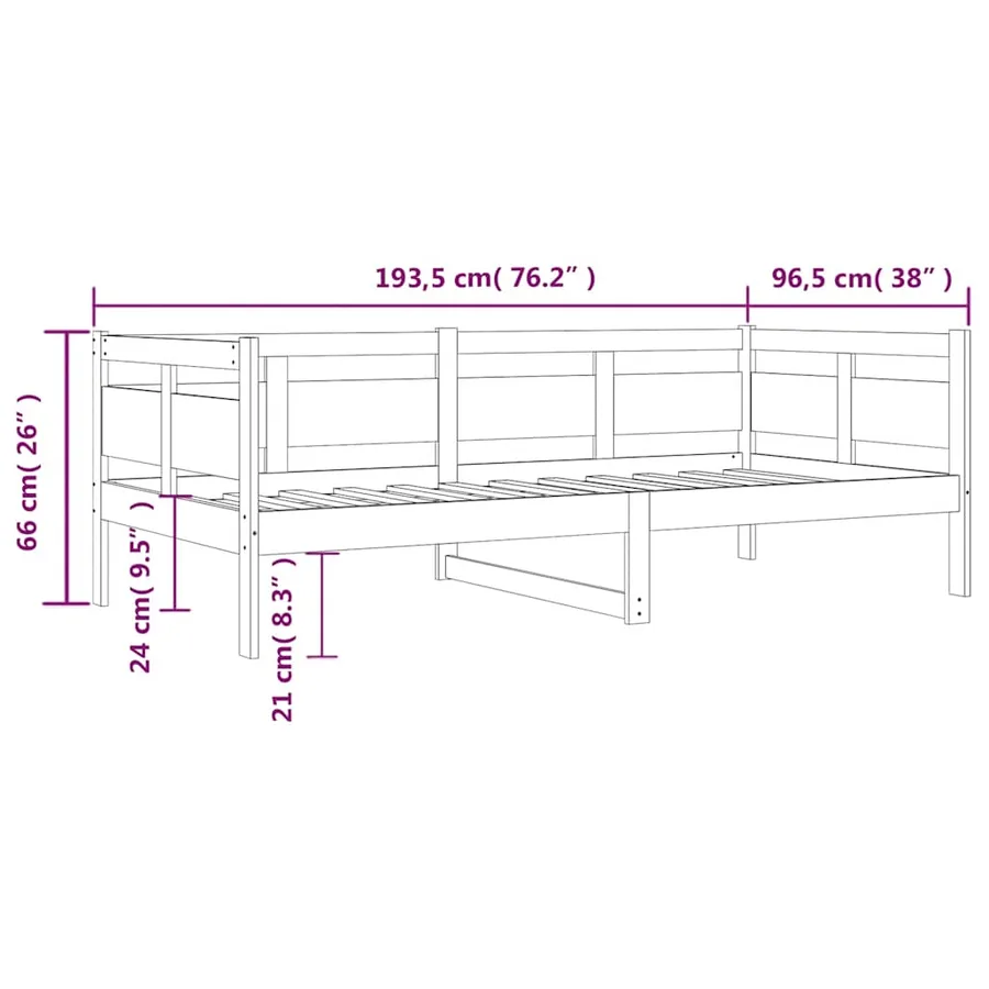 Lit de jour sans matelas blanc bois de pin massif 90x190 cm - 11