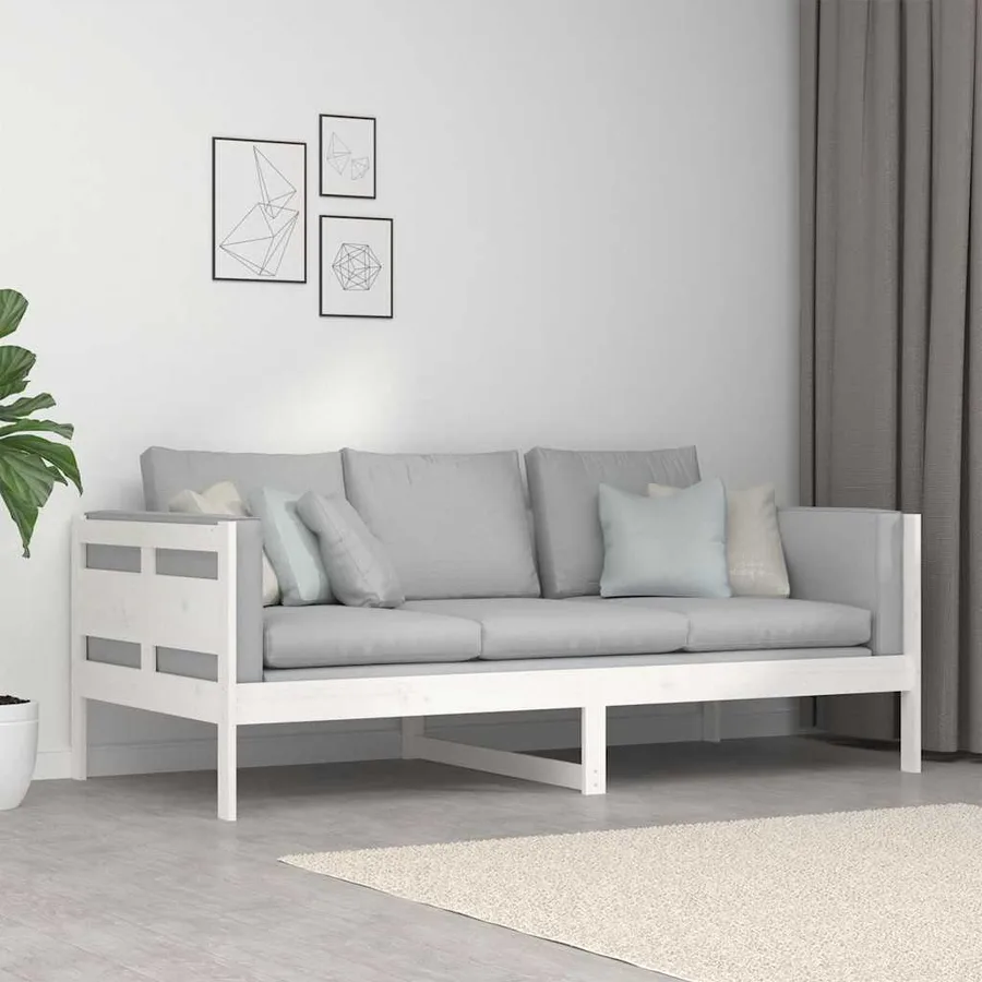 Lit de jour sans matelas blanc bois de pin massif 90x190 cm - 4