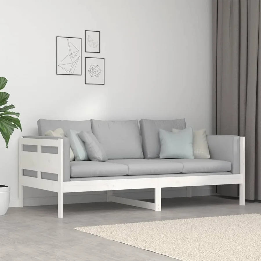 Lit de jour sans matelas blanc bois de pin massif 90x190 cm - 9