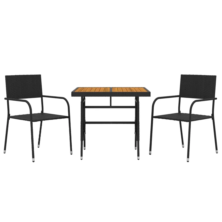Mobilier à dîner d'extérieur 3 pcs Résine tressée Noir - 3