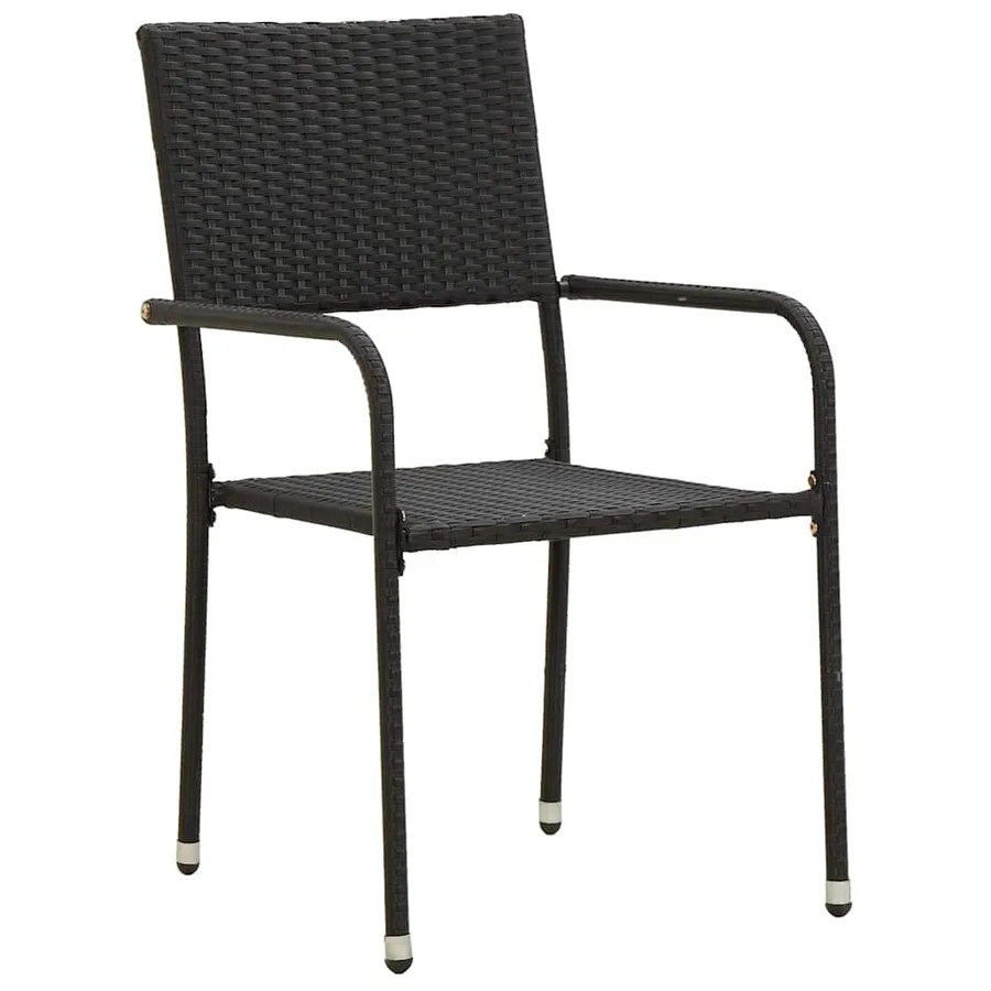 Mobilier à dîner d'extérieur 3 pcs Résine tressée Noir - 4